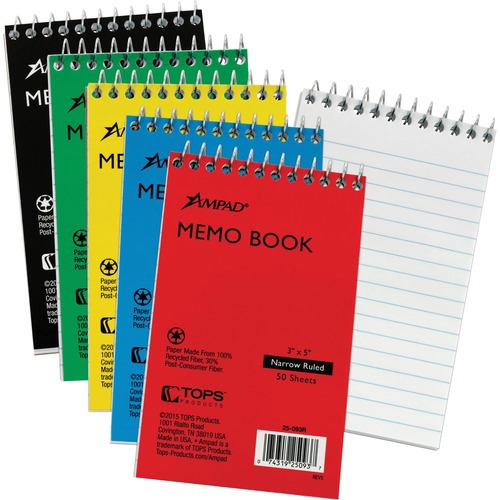 BOOK;MEMO;SPIRAL;3X5;BRIGHT